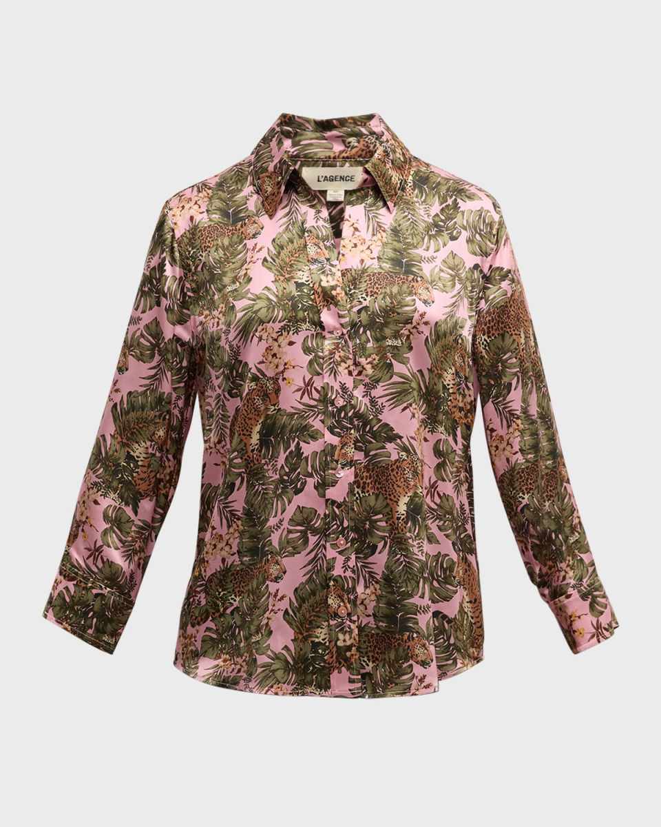 Dani Button-Front Silk Shirt